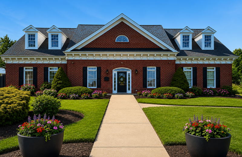 Exterior of the clubhouse at Neville Manor, District 6 polling place